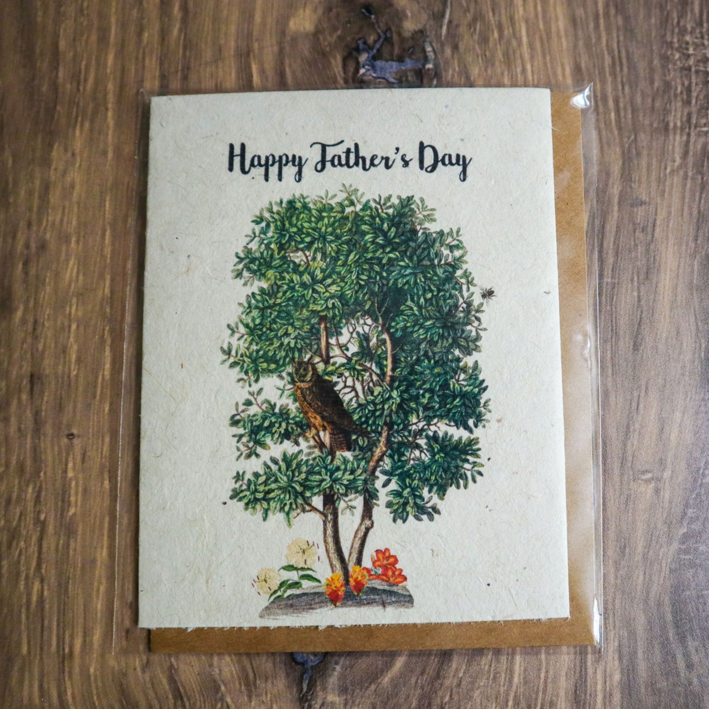 Father's Day card with owl in tree greeting card that is eco friendly and plantable