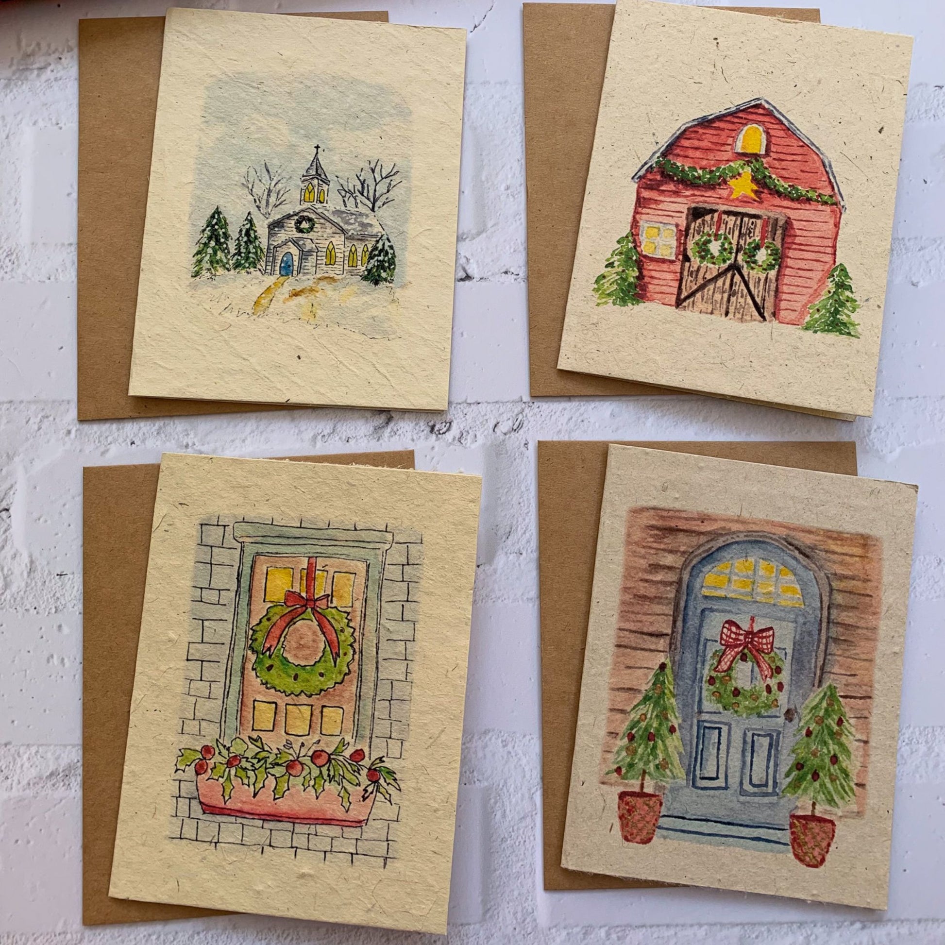 Set of four Christmas cards