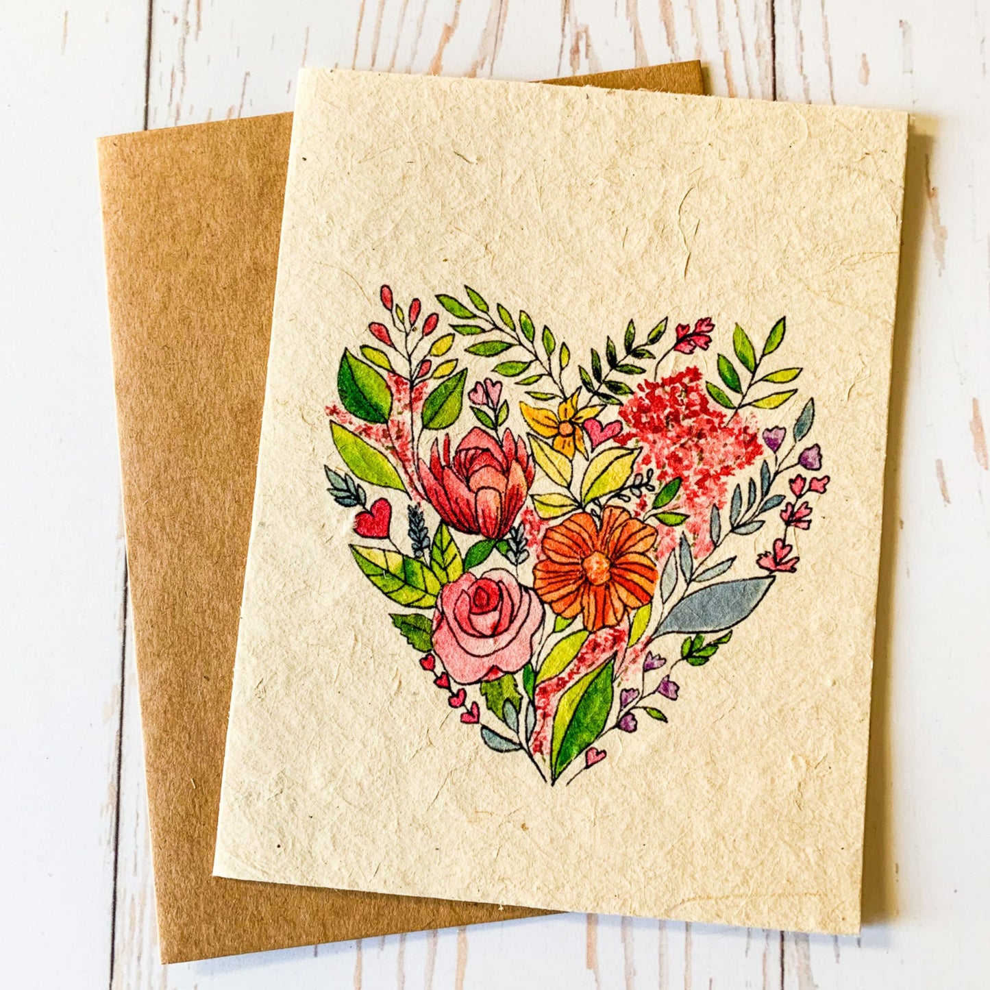 heart and flowers plantable greeting card
