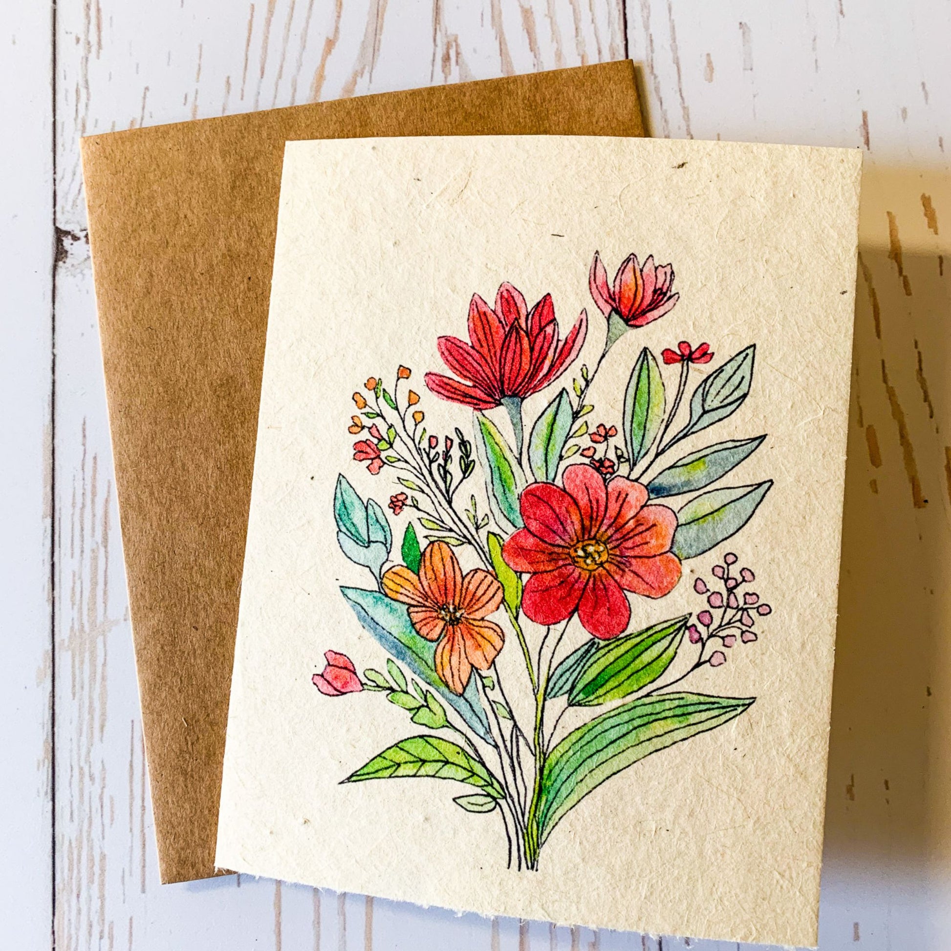watercolor flowers plantable greeting card
