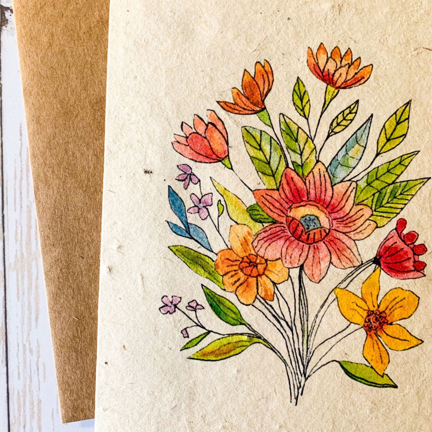 handmade floral plantable note card