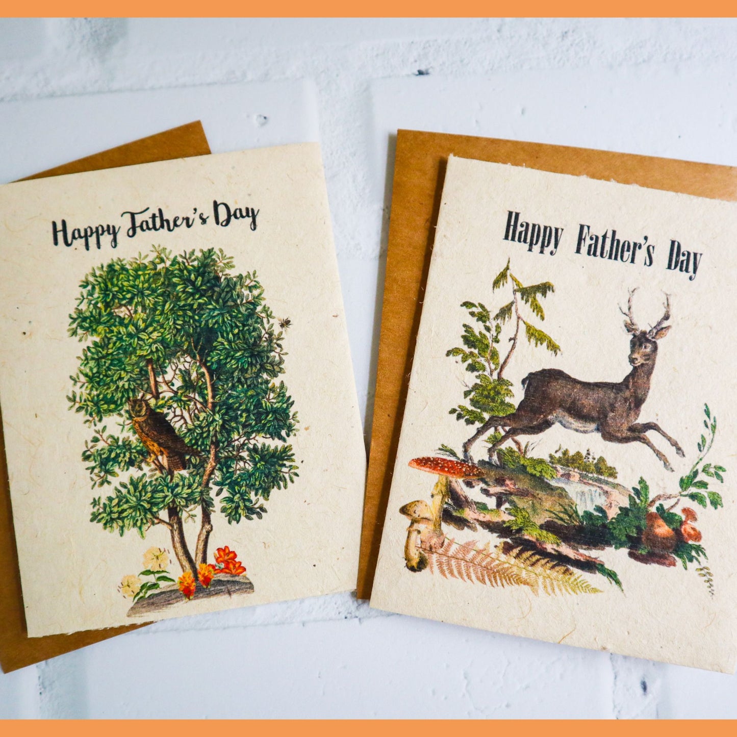 Father's Day card with owl in tree or deer greeting card that is eco friendly and plantable