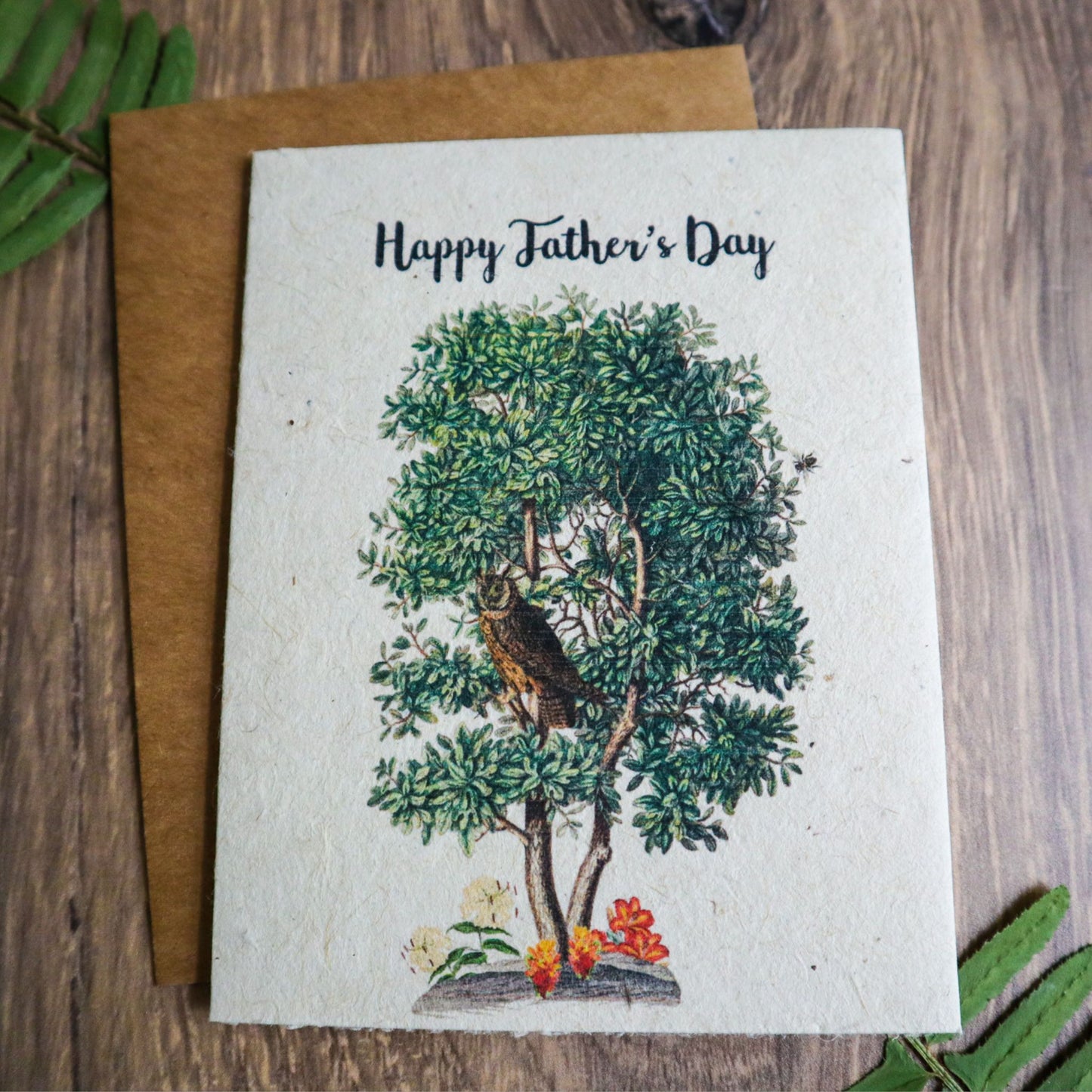 Father's Day card with owl in tree greeting card that is eco friendly and plantable