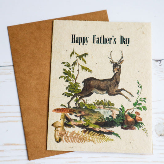 Happy Father's Day plantable flower seed paper card by Helen Jeanne Handmade with dear jumping