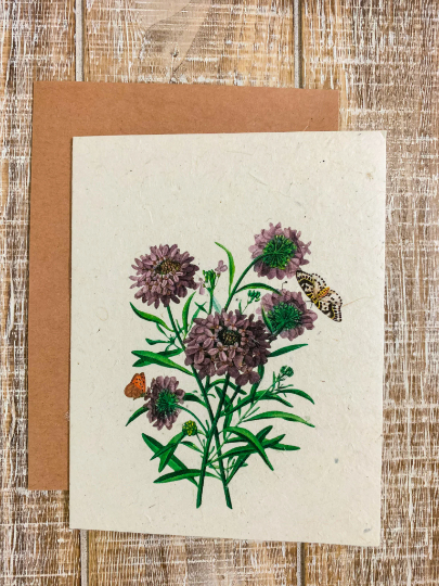 flowers and butterfly seed paper card